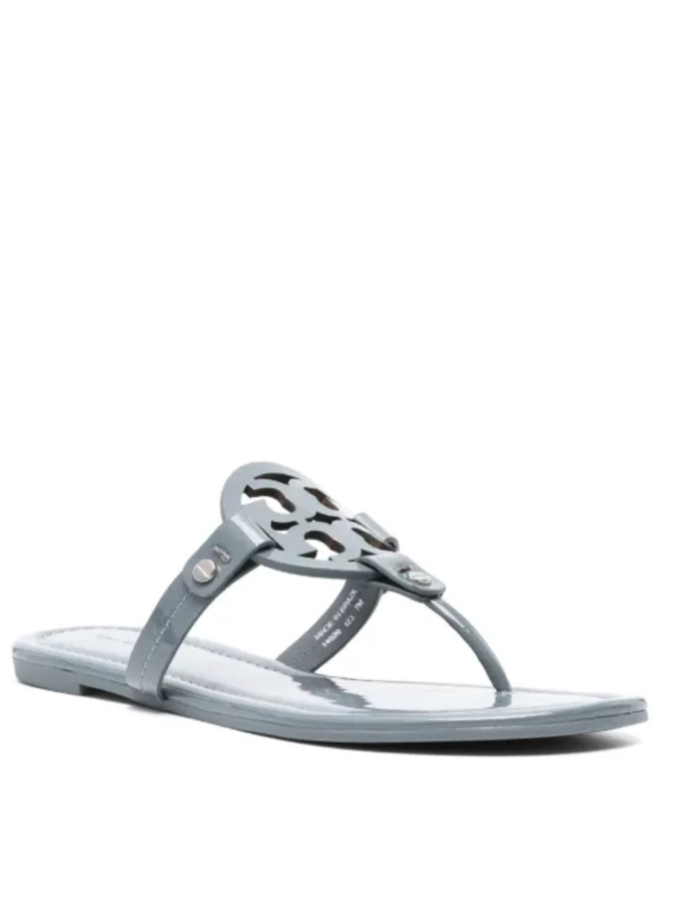 New Tory Burch Miller Patent Leather Sandals in Malta Gray Size 7.5 - Picture 9 of 12